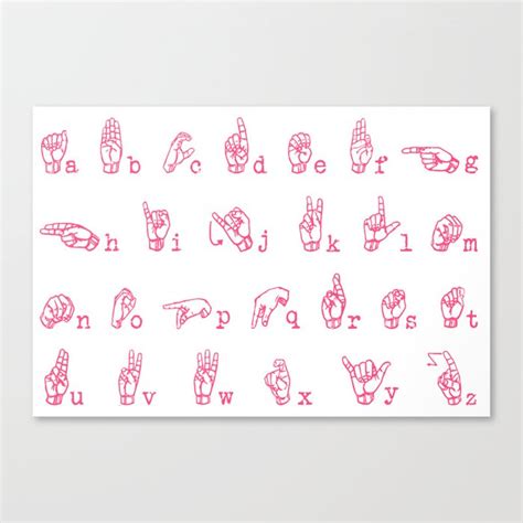 ASL Alphabet // Pink Canvas Print by Thin Line Studio | Society6