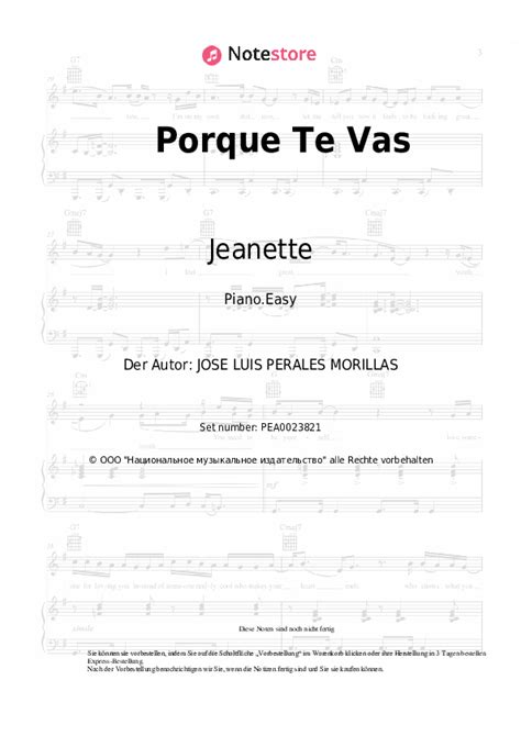 Porque Te Vas Jeanette Noten Pdf Einfach Klavier Note Store De