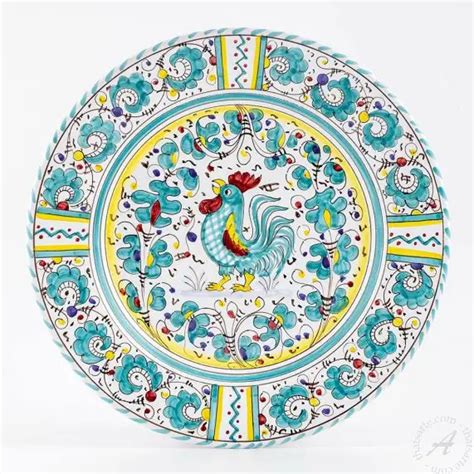 Dinner Plate Galletto Verde L Antica Deruta Italian Dinnerware