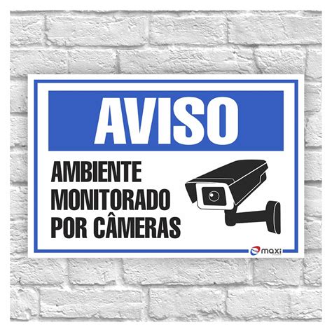 Placa De Aviso Ambiente Monitorado Por C Meras C X Cm Em