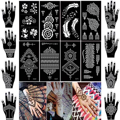 Xmasir Henna Tattoo Kit Stencils Sheets Temporary Reusable