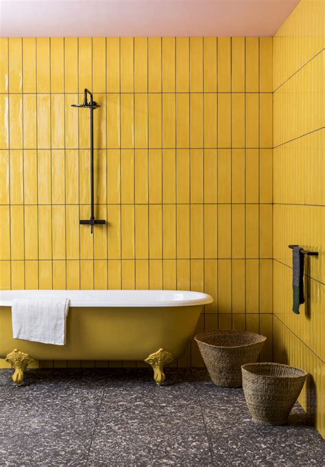 Paintbox Canary Gloss Ceramic Tiles Mandarin Stone Tile Bathroom