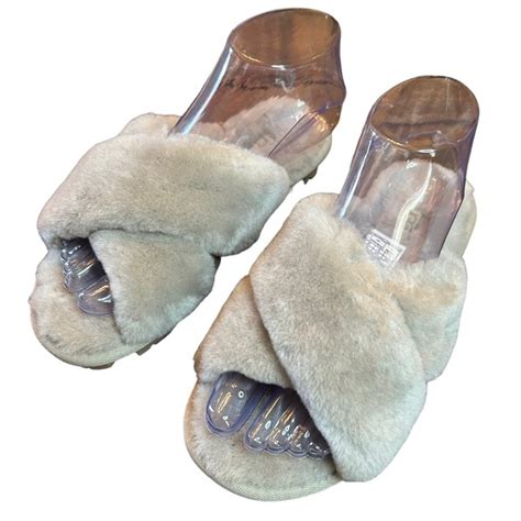 UGG Shoes Ugg Fuzzette Fluffy Cross Strap Sheepskin Slippers Goat