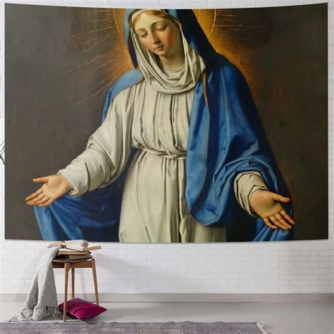 Qcpp Blessed Virgin Mary Tapestry Mother Of God Tapestry Wall Hanging