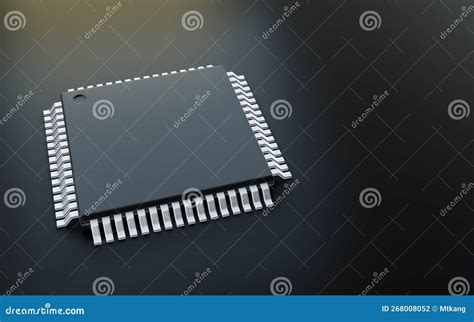 3d Render Of Microchip Or Semiconductor Chip For Computin Or