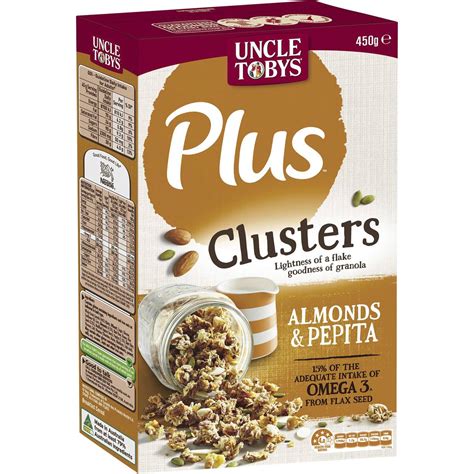 Uncle Tobys Plus Cluster Almond Pepita G Woolworths