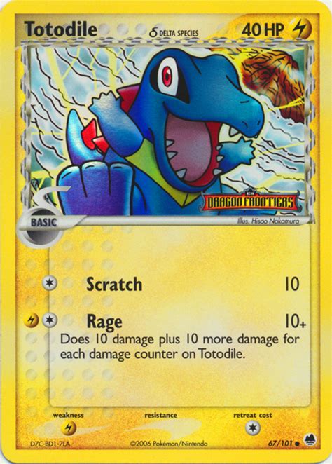 Pok Mon Ex Dragon Frontiers Card Totodile Parallel Reverse Holo