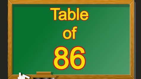 Table Of 86 Multiplication Table Of Eighty Six 86 Ka Table 86 Ka