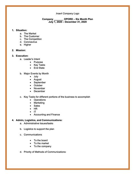 operations order opord   fivecoat consulting group