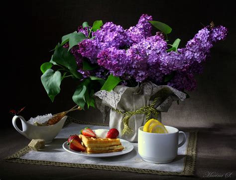 Serene Still Life Hd Wallpaper Of Lilacs And Delights