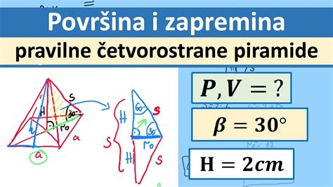 Pravilna četvorostrana Piramida Zadaci 8 Razred Youtube