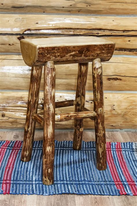 Half Log Pub Stool Without Back