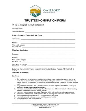 Fillable Online Trustee Nomination Form Template Fill Out And Sign