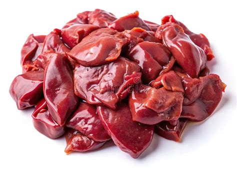 closeup  raw chicken liver pieces  healthy nutritious food