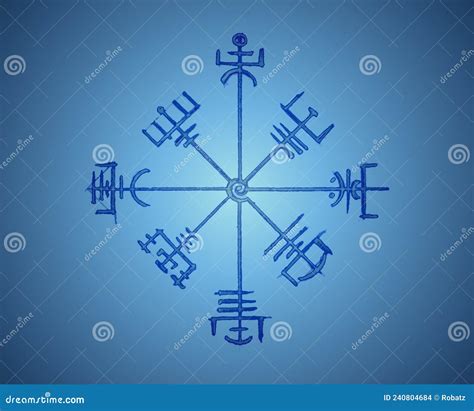 Vegvisir Runic Compass Pencil Drawing Style Hand Drawing Of Viking