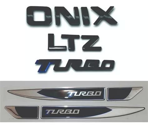 Emblema Onix Ltz Turbo Preto Aplique Lateral Resinado