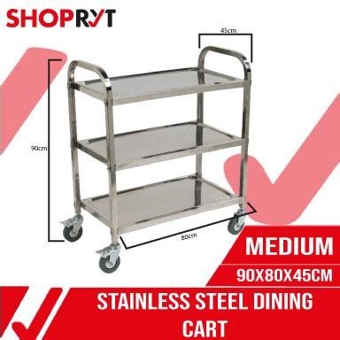 Kitchen Trolley 3 Layered Stainless Steel Utility Cart Food Service