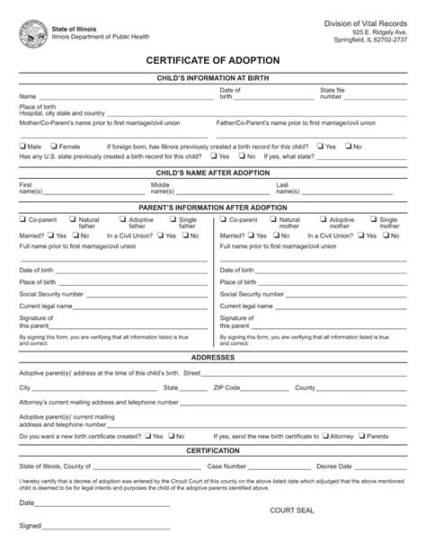 Certificate Adoption Form Fill Out Printable Pdf Forms Online