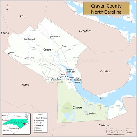 Map Of Craven County North Carolina USA Check Where Is Located