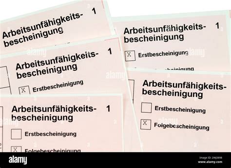 German ArbeitsunfÃhigkeitsbescheinigung sick note Erstbescheinigung