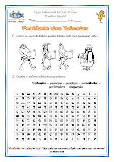 Atividade Quarta Par Bola Dos Talentos In Words Word Search