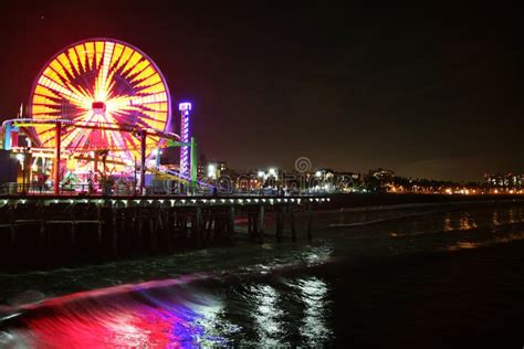 Santa Monica Pier at Night stock photo. Image of ferris - 20196558