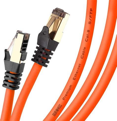 Duronic CAT8 1m Kabel sieciowy S FTP pomarańczowy transmisja 40GB