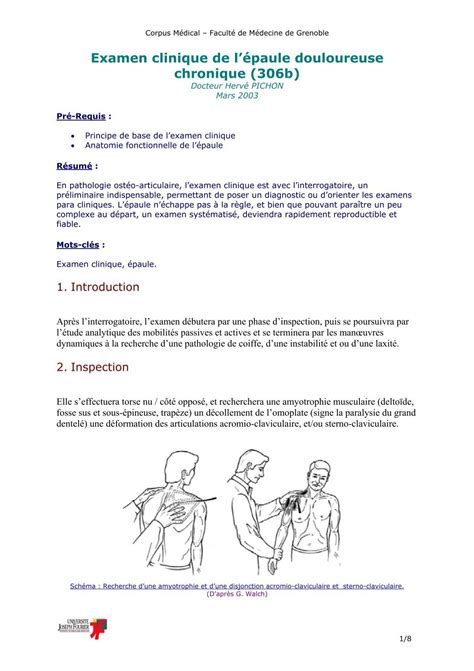 Examen Clinique De L Paule Douloureuse Chronique B