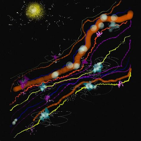 "Quarks and Neutrinos" is a digital drawing of highly accelerated ...