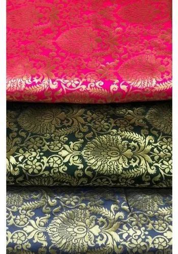 Traditional Jacquard Silk Polyester Fabric Multicolour At Rs Meter