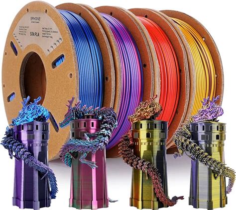 ERYONE 3D Printer Bundle PLA Filament Silk Tri Color 250g 4 Spools 1