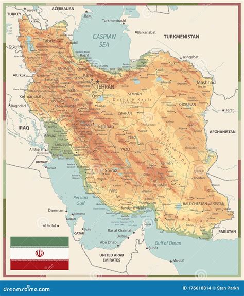 Physical Map of Iran Old Colors Stock Vector - Illustration of ...