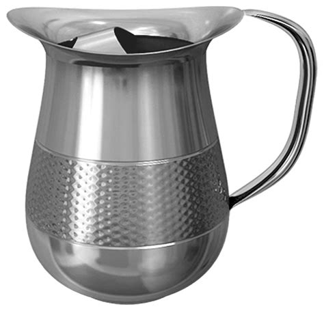 Nu Steel Hammered Water Pitcher With Ice Catcher Contemporary