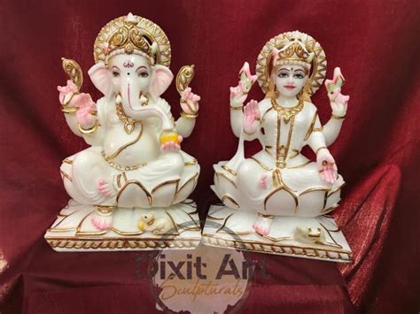 Printed Marble Laxmi Ganesh Statue For Worship, Temple, Interior Decor ...