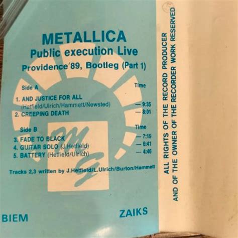 Cassette Metallica Public Execution Live Part1 1992 Metalmania