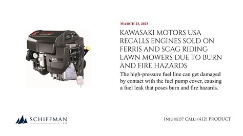 Kawasaki Motors Recalls Engines On Ferris And Scag Riding Lawn Mowers Due To Burn And Fire