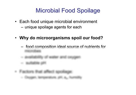 SOLUTION Food Spoilage Tood Spoilage Types Microorganisms Involves