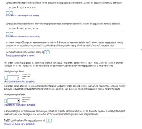 Solved Construct The Indicated Confidence Interval For The