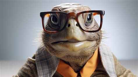 Premium Ai Image A Turtle Wearing Glasses And A Tie With A Shirt That