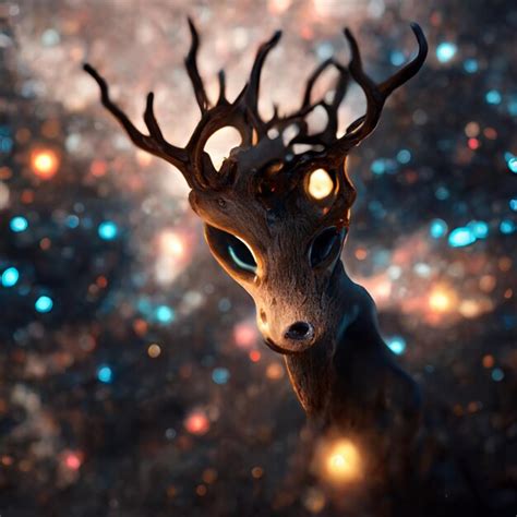 Premium AI Image | There is a deer with glowing eyes and a deer head generative ai