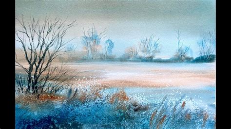 Lois Simple Misty Fields Watercolor Painting Watercolour Landscape