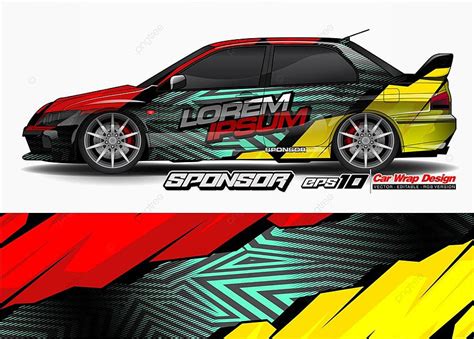 Gambar Mockup Desain Vektor Grafis Livery Mobil Balap Templat Untuk