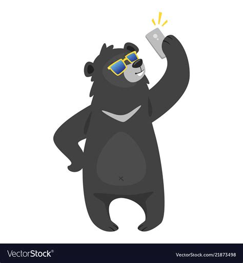 Cartoon black cool bear Royalty Free Vector Image