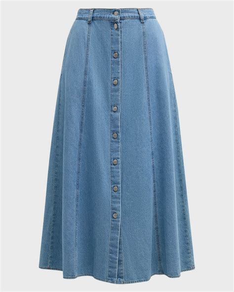 Xirena Spence Button Front Denim A Line Maxi Skirt Neiman Marcus