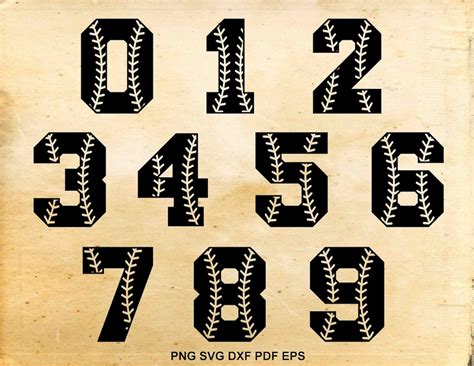 Baseball Font Svg Baseball Numbers Baseball Stiches Etsy