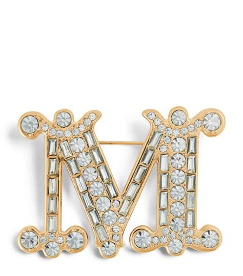 Max Mara Crystal Embellished Monogram Brooch Harrods Uk