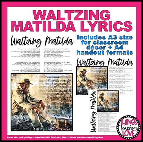 Waltzing Matilda Set Poster And Handouts Set Classic Australian Song Lyrics Waltz Classic