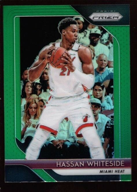 HASSAN WHITESIDE HEAT 196 MINT PRIZMS GREEN REFRACTOR SP 2018 19 PANINI