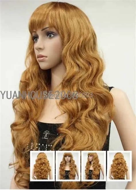 Wq Andwholesaleandnew Sexy Strawberry Blonde Long Wavy Womens Full Wig F E 980 27cwigwig