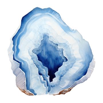 Watercolor Illustration Of Crystal Blue Lace Agate Crystal Healing